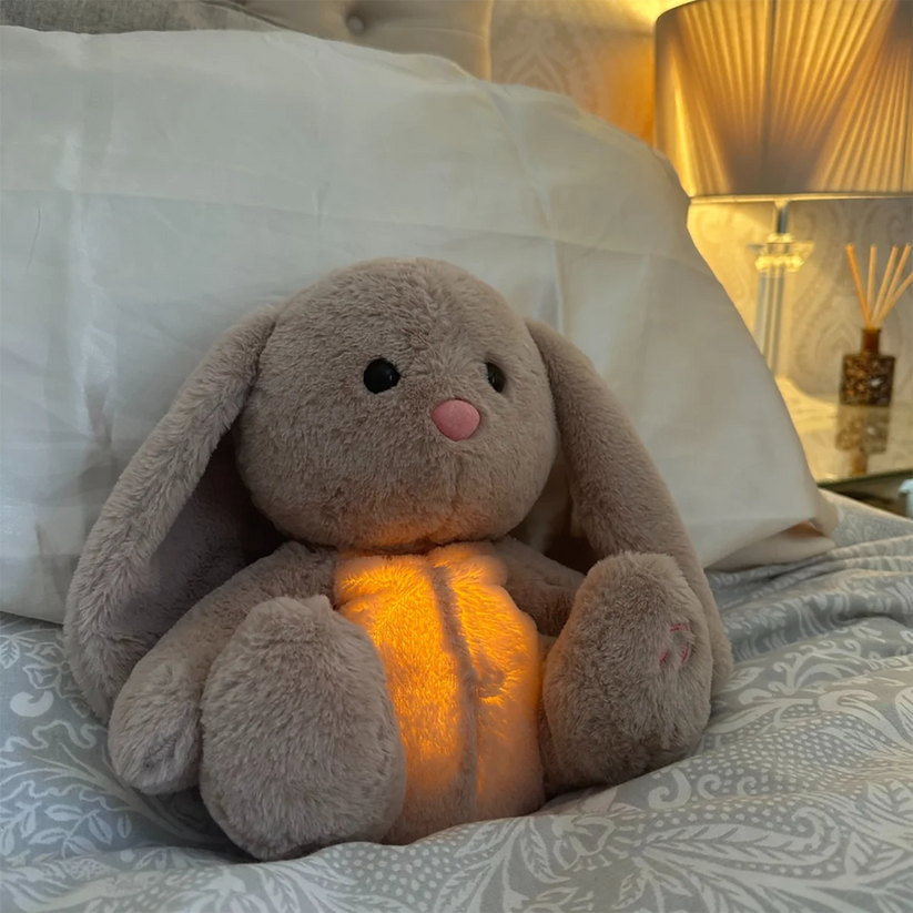 Breathing Plush Sleep Companion with Night Light & Soothing Sounds for Kids & Adults - Bedtime Relaxation Buddy