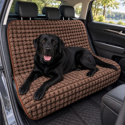 Ortekor Plush Dog Car Seat Cover for Back Seat - Cozy Bench Seat Protector for Pet Hair, Dirt & Everyday Scratches