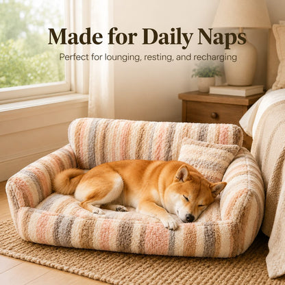 Ortekor Cozy Plush Dog Sofa Bed for Living Rooms - Soft Bolstered Support for Everyday Naps
