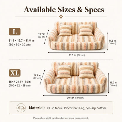 Ortekor Cozy Plush Dog Sofa Bed for Living Rooms - Soft Bolstered Support for Everyday Naps