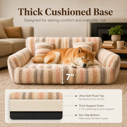 Ortekor Cozy Plush Dog Sofa Bed for Living Rooms - Soft Bolstered Support for Everyday Naps