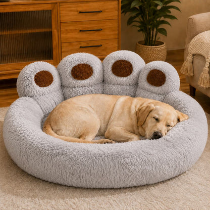Ortekor Plush Paw-Shaped Dog Bed for Indoor Sleeping - Raised Bolster Support for Cold Hard Floors