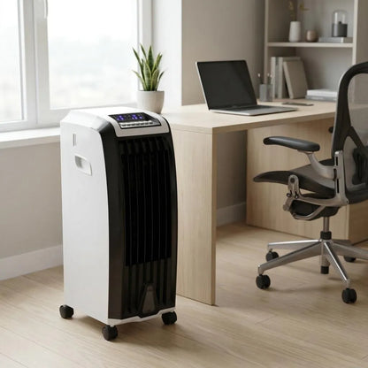 Evaporative Air Cooler with Wheels – Portable Cooling Fan Tower with Water Tank for Bedroom & Home Office