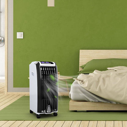 Evaporative Air Cooler with Wheels – Portable Cooling Fan Tower with Water Tank for Bedroom & Home Office