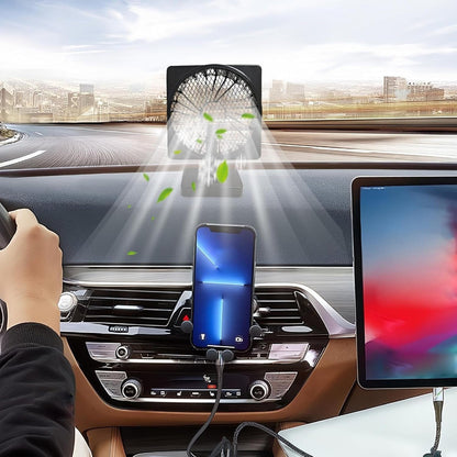 Portable USB Car Fan | 12V Cooling Solution with 360° Adjustable Direction for Comfortable Driving