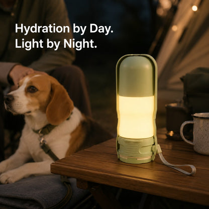 Ortekor 2-in-1 Portable Dog Water Bottle with LED Light - 12 fl oz Foldable Bowl for Walks, Hikes & Camping, No Extra Bowl Needed
