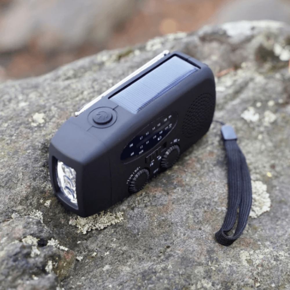 Emergency Hand-Crank Radio with Solar Power, Flashlight & Phone Charger for Camping, Blackouts & Outdoor Survival