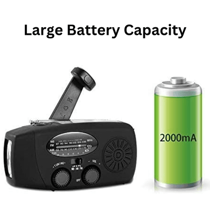 Emergency Hand-Crank Radio with Solar Power, Flashlight & Phone Charger for Camping, Blackouts & Outdoor Survival
