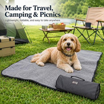 Ortekor Portable Outdoor Pet Mat with Carry Bag - Foldable Travel Dog Blanket for Parks, Camping & Road Trips