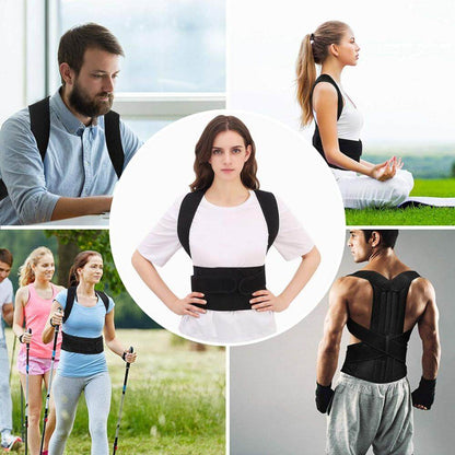 Back Support Brace Posture Corrector Vest for Men & Women with Resistance Band