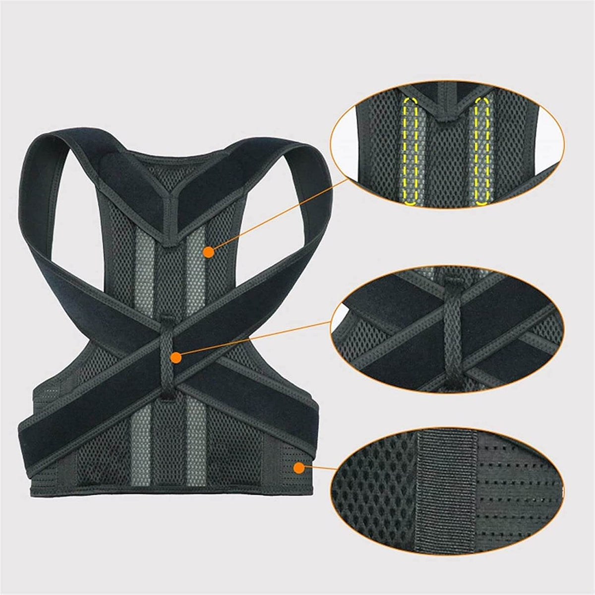 Back Support Brace Posture Corrector Vest for Men & Women with Resistance Band