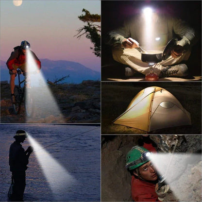 Rechargeable Zoom LED Hands-Free Flashlight for Hiking, Camping & Night Running | Lightweight Headlamp with Adjustable Focus Beam