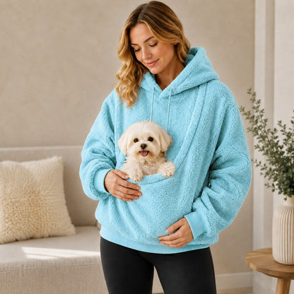 Ortekor Pet Carrier Sherpa Hoodie for Small Dogs & Cats – Cozy Front Pouch Sweatshirt for Walks, Errands & Home Cuddles – Keeps Pets Warm & Close