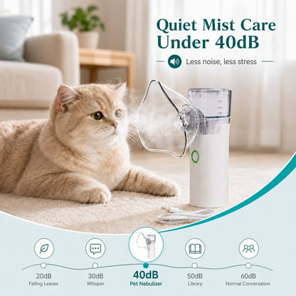 Ortekor Portable Pet Nebulizer Care Kit for Cats & Dogs - Quiet Mist Device for Senior & Sensitive Pets