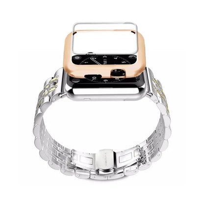 Metal Band and Protective Case Bundle for 38-44mm Apple Watch