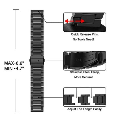 Replacement Steel Link Wristband for Fitbit Versa 2 Smartwatch – Adjustable Metal Fitness Tracker Strap for Women & Men