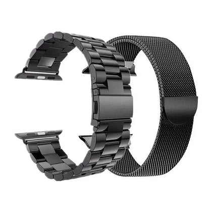 Dual Metal Watch Straps Bundle – Mesh & Link Bracelet Set for 42mm, 44mm, 46mm, 49mm Smart Watch Models