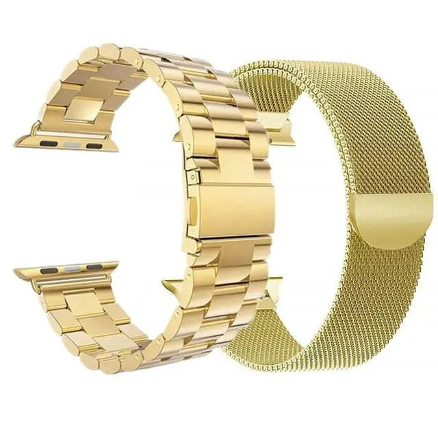 Dual Metal Watch Straps Bundle – Mesh & Link Bracelet Set for 42mm, 44mm, 46mm, 49mm Smart Watch Models