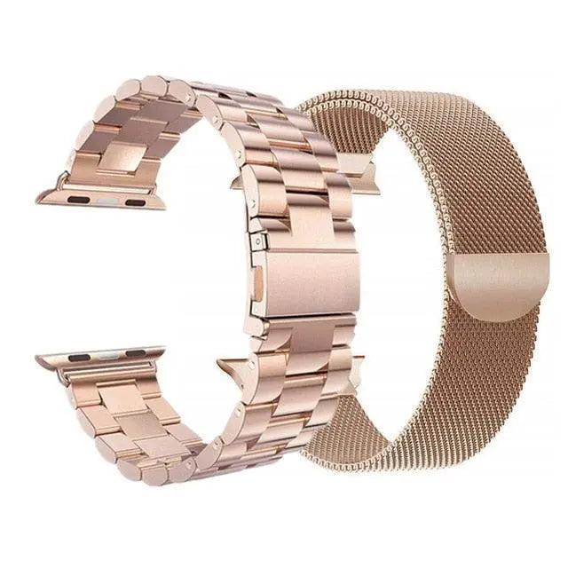 Dual Metal Watch Straps Bundle – Mesh & Link Bracelet Set for 42mm, 44mm, 46mm, 49mm Smart Watch Models