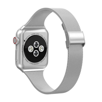 Adjustable Stainless Steel Link Bracelet for Apple Watch – Magnetic Clasp, Multiple Size Options