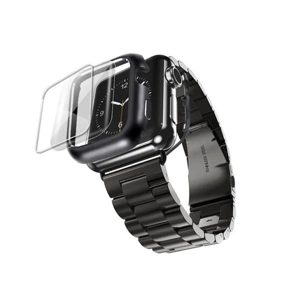 Protective Metal Band + Case Bundle for Apple Watch – All Series Compatible