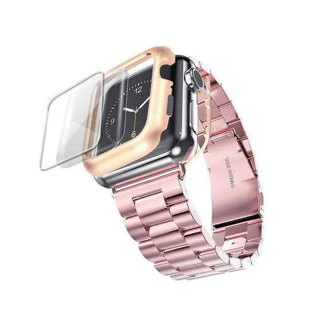 Protective Metal Band + Case Bundle for Apple Watch – All Series Compatible
