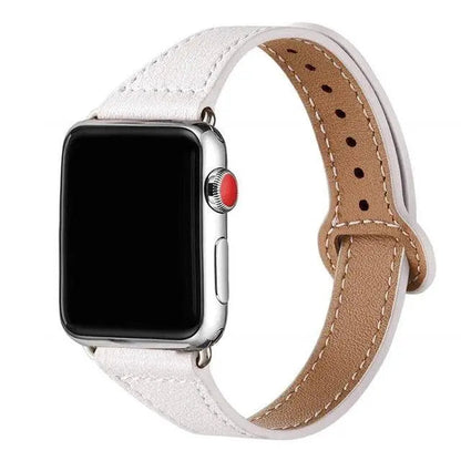 Slim Cowhide Strap for Apple Watch – Adjustable Butterfly Clasp Band for Women