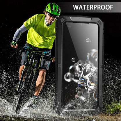 Heavy-Duty Aluminum Galaxy S20 Plus & Ultra Case with Tempered Glass Screen – Full-Body Drop Protection for Samsung