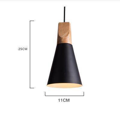 Conical Wood & Aluminum Pendant Light – Vintage Industrial Hanging Fixture for Dining Room, Kitchen & Living Room – E27 Socket, Adjustable