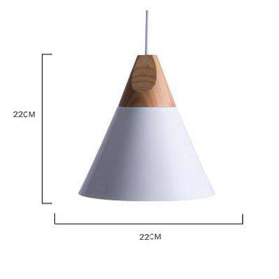 Conical Wood & Aluminum Pendant Light – Vintage Industrial Hanging Fixture for Dining Room, Kitchen & Living Room – E27 Socket, Adjustable