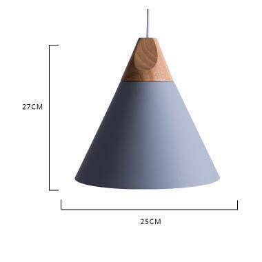 Conical Wood & Aluminum Pendant Light – Vintage Industrial Hanging Fixture for Dining Room, Kitchen & Living Room – E27 Socket, Adjustable
