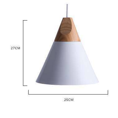 Conical Wood & Aluminum Pendant Light – Vintage Industrial Hanging Fixture for Dining Room, Kitchen & Living Room – E27 Socket, Adjustable
