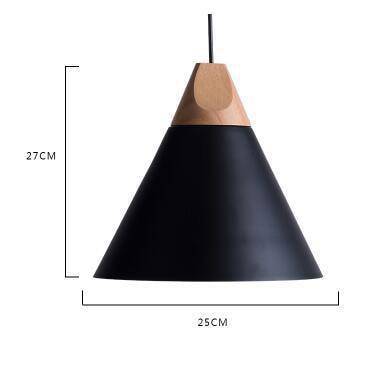 Conical Wood & Aluminum Pendant Light – Vintage Industrial Hanging Fixture for Dining Room, Kitchen & Living Room – E27 Socket, Adjustable
