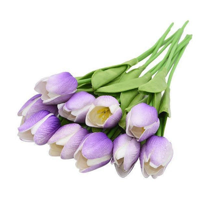 10-Piece Fake Tulips Silk Flowers