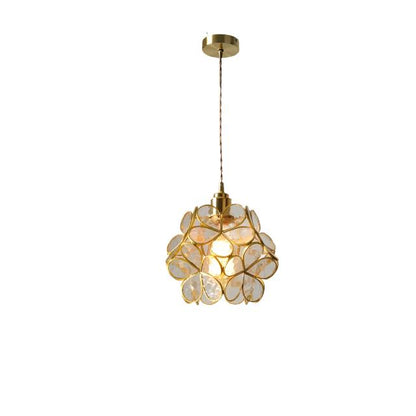 Sculptural Glass Hanging Light 9 Inch Floral Design Warm LED Adjustable Ceiling Fixture for Bedroom Kitchen Dining Nook Modern Botanical Ins