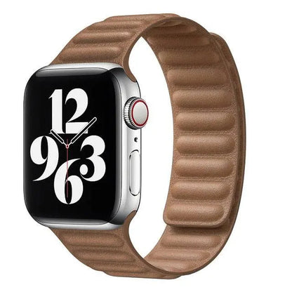 Leather Magnetic Loop Strap for Smart Watch – Adjustable Classic Band with Metal Clasp – Fits 38mm to 49mm Case Sizes