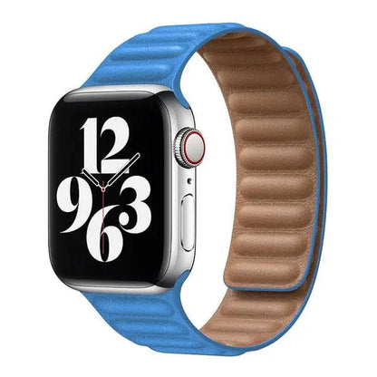 Leather Magnetic Loop Strap for Smart Watch – Adjustable Classic Band with Metal Clasp – Fits 38mm to 49mm Case Sizes