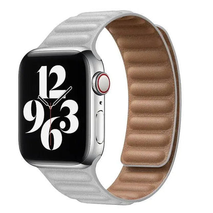 Leather Magnetic Loop Strap for Smart Watch – Adjustable Classic Band with Metal Clasp – Fits 38mm to 49mm Case Sizes