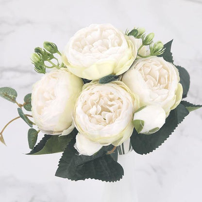 9-Piece Faux Silk Peonies Artificial Flowers