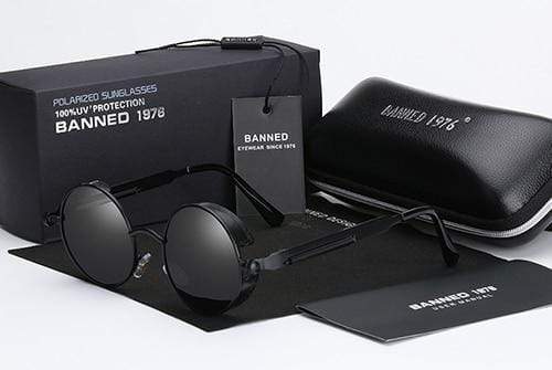 Round Polarized Steampunk Sunglasses for Men with UV400 Protection & Metal Frame | Retro Circle Shades with HD Lenses