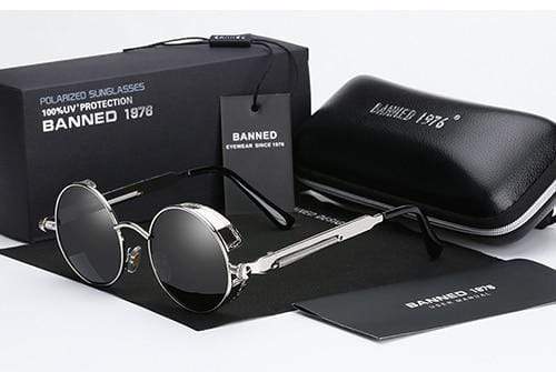 Round Polarized Sunglasses for Men — Steampunk Metal Frame with UV400 Protection | Vintage Circle Shades for Festivals & Everyday