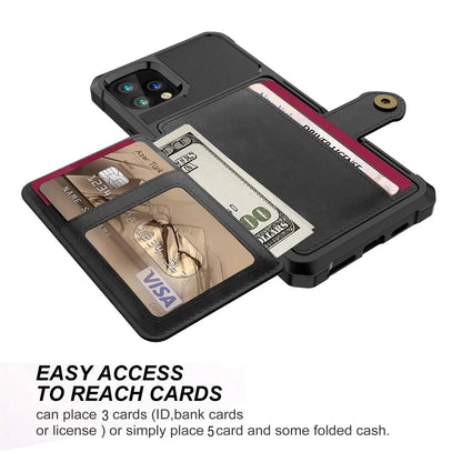 Folio Card Wallet Case with Leather-Look Texture for iPhone 12 Series – Fitted Edge Protection, Raised Camera Guard, Precise Button and