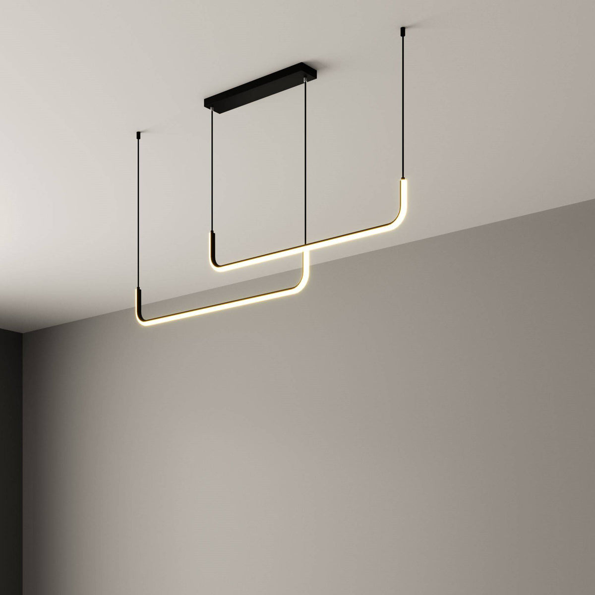Modern Linear LED Pendant Light | Dimmable Aluminum Hanging Fixture for Dining Room, Kitchen Island & Office | Adjustable Brightness