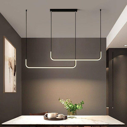 Modern Linear LED Pendant Light | Dimmable Aluminum Hanging Fixture for Dining Room, Kitchen Island & Office | Adjustable Brightness