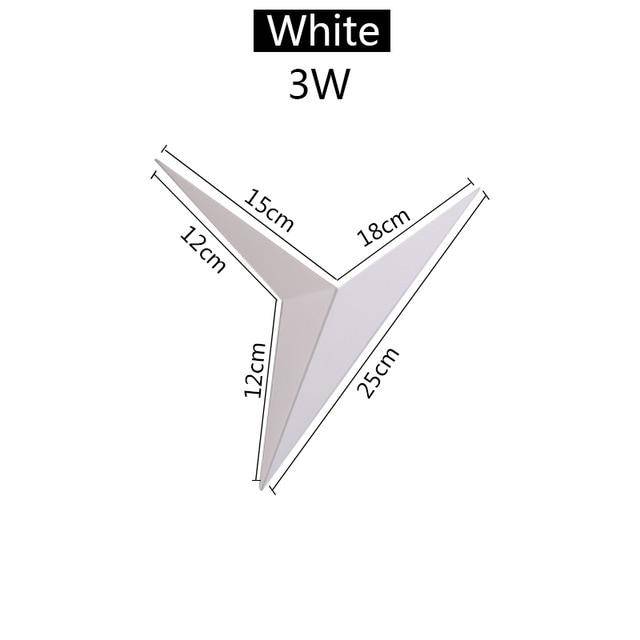 Triangle Metal Sconce 3W LED Downlight for Bedroom Living Room Hallway Black White Gold Modern Geometric Accent Light Fixture Wall Mount Con