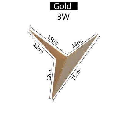Triangle Metal Sconce 3W LED Downlight for Bedroom Living Room Hallway Black White Gold Modern Geometric Accent Light Fixture Wall Mount Con