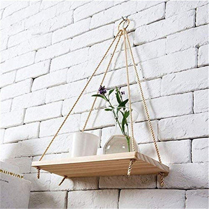 Wooden Rope Swing Wall-Mounted Rack