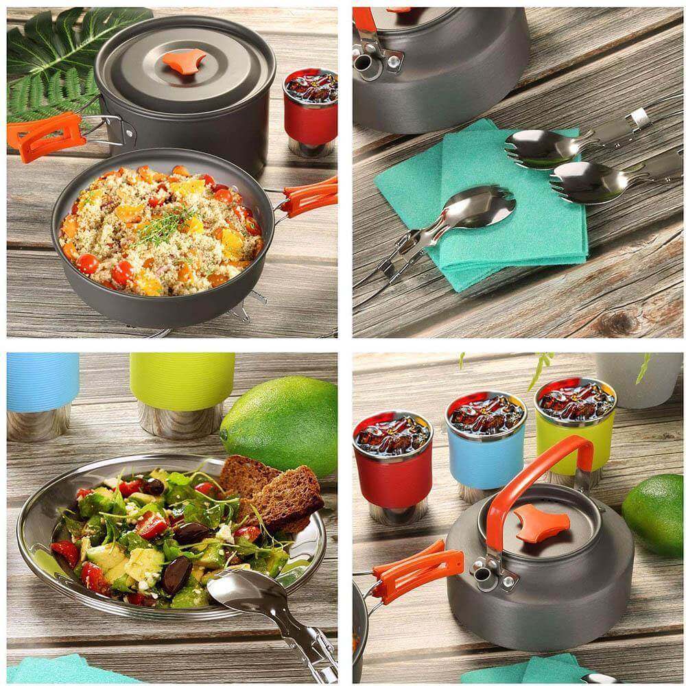 Outdoor Essentials | Portable Gas Camping Stove Set with Lightweight Cookware | Compact Gear for Hiking and Picnics