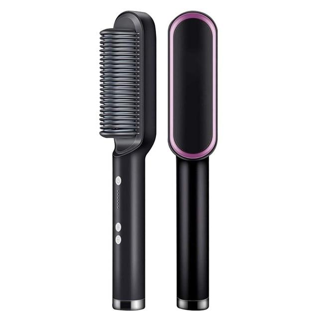 Heated Straightening Brush Comb for Silky Smooth Hair Styling with Ionic Technology 5 Heat Settings for All Hair Types Quick Salon Results