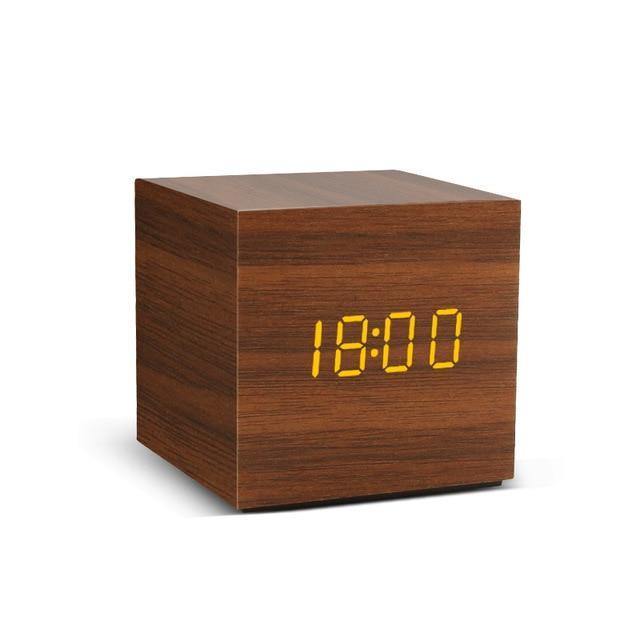 Wooden Block LED Alarm Clock